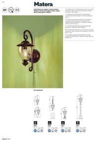 Redo 9634 - Vonkajšia lampa MATERA 1xE27/42W/230V IP33