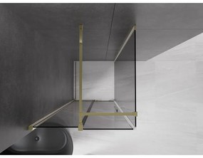 Mexen Velar, sprchový kút s posuvnými dverami 90 x 90 cm, 8mm šedé sklo, zlatá lesklá, 871-090-090-41-50