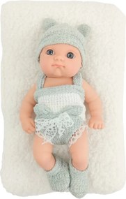 LEAN Toys Bábika bábätko s dekou v bielo-sivom oblečení, čiapka 18 cm