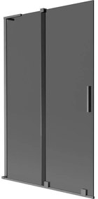 Mexen Velar L, 2-krídlová posuvná vaňová zástena 110 x 150 cm, 8mm šedé sklo, brúsený grafit, 896-110-003-41-66