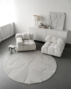 Koberec Agnella Morphic Botanica svetlosivý kruh