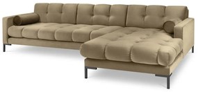 Béžová zamatová rohová pohovka Cosmopolitan Design Bali, pravý roh