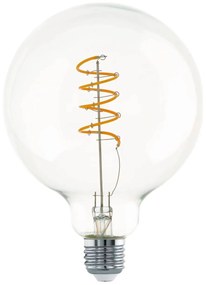 EGLO Filamentová LED žiarovka, E27, G125, 4,5 W, 400lm, 2700K, teplá biela, číra