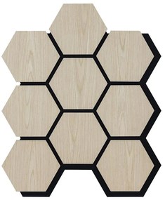 Akustický obkladový panel Hexagon, MDF, drevo, 7980 × 6600 × 18 mm, dub svetlý