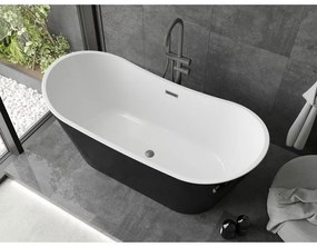Mexen Montana, voľne stojaca vaňa 150 x 75 cm, biela-čierna, grafitový prepad, 52011507575-66