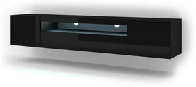 TV stolík/skrinka Aurora 200 (čierny lesk) (LED). Akcia -20%. Vlastná spoľahlivá doprava až k Vám domov. 1057712