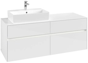 VILLEROY &amp; BOCH Collaro závesná skrinka pod umývadlo na dosku (umývadlo vľavo), 4 zásuvky, s LED osvetlením, 1400 x 500 x 548 mm, Glossy White, C132B0DH