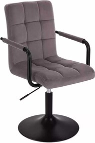 LuxuryForm DESIGN Otočná stolička VERONA BLACK VELUR na čiernom tanieri - tmavosivá