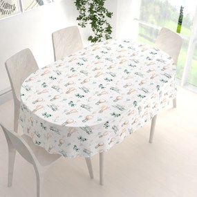 Biante Detský bavlnený oválny obrus Sandra SA-457 Líšky v lietadielkach na bielom 50x100 cm