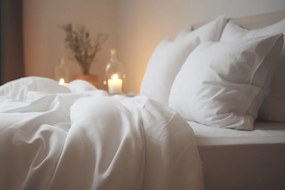 Luxusné posteľné obliečky z bavlneného saténu - biele