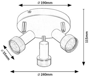 Rabalux 73013 - Stropné bodové svietidlo KONRAD 3xGU10/50W/230V
