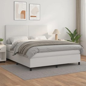 Boxspring posteľ s matracom biela 180x200 cm umelá koža 3142738