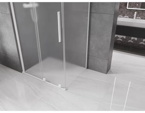 Mexen Velar, sprchový kút s posuvnými dverami 140 x 100 cm, 8mm sklo námraza, biela matná, 871-140-100-31-20