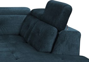 Rohová sedacia súprava Sergio, námornícka modrá látka, pravý roh