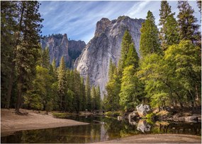 Sklenený obraz - Pod Yosemite skalou (70x50 cm)
