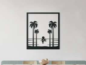 drevko Drevený obraz Palmy a západ slnka