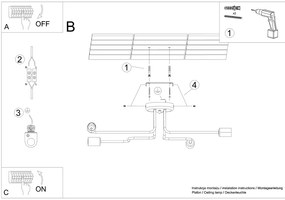 Stropné svietidlo Vector 4, čierne telo svietidla