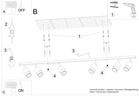 Bodové svietidlo Nero, 6x čierne kovové tienidlo, (možnosť polohovania), g