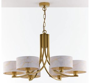 Jupiter 2098 - Luster na reťazi ARTHUR 6xE27/15W/230V biela/zlatá/mramorový dekor