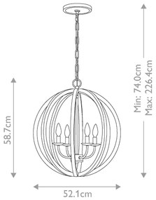Elstead FE-ALLIER-4P-WW - Luster na reťazi ALLIER 4xE14/60W/230V dub