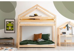 Domčeková poschodová detská posteľ z borovicového dreva 90x200 cm v prírodnej farbe Mila DMPB – Adeko