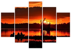 Obraz - Rybári na jazere (150x105 cm)