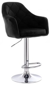 LuxuryForm Barová stolička ANDORA VELUR na striebornom tanieri - čierna