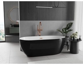 Mexen Eos, voľne stojaca vaňa 170 x 75 cm, biela-čierna, ružové zlato prepad, 52471707575-60