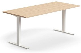 Kancelársky stôl QBUS, rovný, 1800x800 mm, T-rám, biely rám, dub