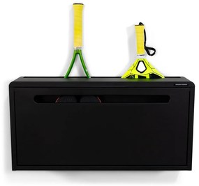Čierna kovová výklopná závesná skrinka na topánky Sportiva – Spinder Design
