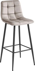 Barová stolička s čiernymi nohami ARCETO VELVET, béžová