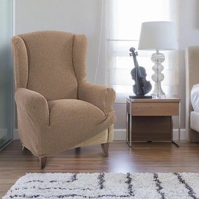 Super strečové poťahy NIAGARA oriešková kreslo ušiak (š. 70 - 95 cm)