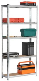 Set 2 kovových regálov 90x30x180 cm strieborný