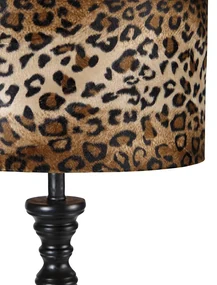 Stojaca lampa čierna s leopardím tienidlom 40 cm - Classico