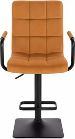 LuxuryForm DESIGN Barová stolička VERONA BLACK VELUR na čiernej hranatej podstave - medová