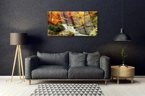 Obraz na skle Vodopád les príroda 120x60 cm