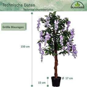 PLANTASIA 91592 Umely strom, 150 cm, Wisteria fialová