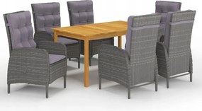vidaXL 7-dielna záhradná jedálenská súprava sivá