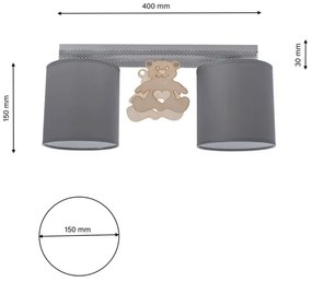Detské stropné svietidlo BEAR 2xE27/60W/230V