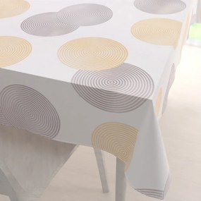 Biante Zamatový obdĺžnikový obrus Tamara TMR-023 Žlté a sivé designové kruhy na smotanovom 80x120 cm