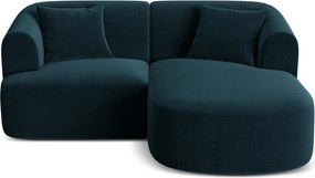 Zamatová rohová pohovka v petrolejovej farbe (pravý roh/s leňoškou) Campi – Cosmopolitan Design