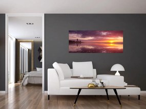 Obraz - Pláž pri západe slnka (120x50 cm)