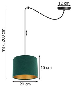 Závesné svietidlo MEDIOLAN SPIDER, 1x textilné tienidlo (výber z 10 farieb), (výber z 2 farieb konštrukcie), G