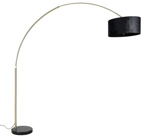 Oblúková lampa mosadz s čiernym textilným tienidlom čierna 50 cm - XXL