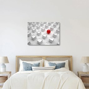 Sklenený obraz abstrakcie - kocky s guľou (70x50 cm)