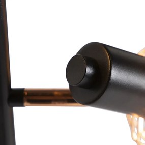 Stojaca lampa čierna s meďou 3-svetlo - Mesh