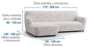 Bielastické poťahy VITTORIA smotanová sedačka s otomanom vľavo (š. 170 - 300 cm)