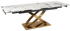 Rozkladací stôl RONNY 160–240 cm biely mramor / Zlatá