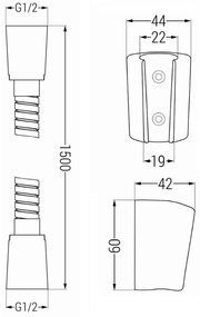 Mexen príslušenstvo - 1-bodový ručný sprchový set R-62, grafit, 785626052-66