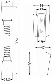 Mexen príslušenstvo - 1-bodový ručný sprchový set R-62, grafit, 785626052-66